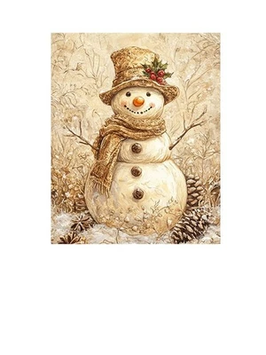 16x20 Golden Snowman Christmas Canvas Wall Art Canvas Print - Image 1 of 4