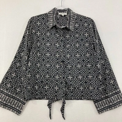 Lolita Jaca St Barth Mediana Negra Blanca Abstracta Artística Corbata Frontal Abotonada Foto 1 de 4