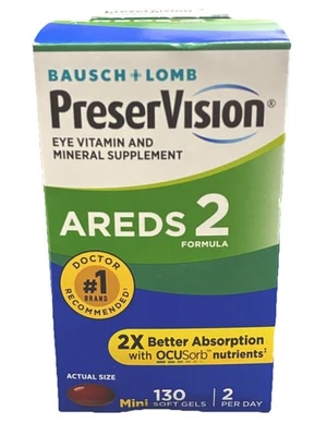 NUEVO PreserVision AREDS 2 vitaminas y minerales para ojos 130 geles blandos caduca 2027 Foto 1 de 4