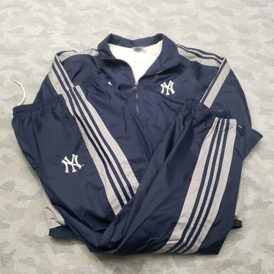 Traje de chándal vintage de los Yankees de Nueva York para hombre grande alto azul Adidas béisbol Foto 1 de 4