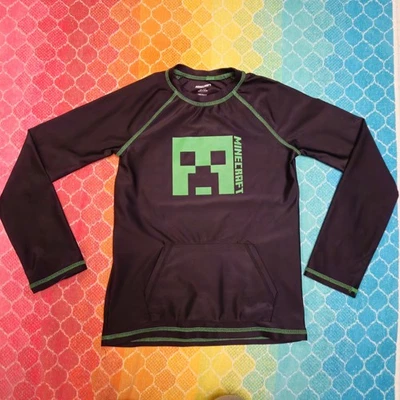 Minecraft Boys Size Youth Medium Long-sleeved Shirt Black/Green Logo - Image 1 of 3