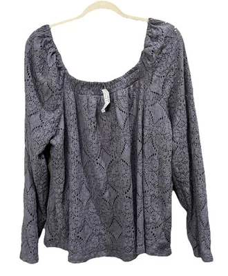 Blusa Top Campesina Maurices Talla XL Púrpura Forrada Cuello Elástico Mangas Largas NUEVA Foto 1 de 4