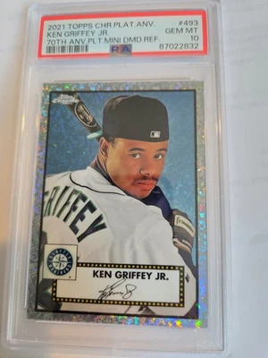 2021 Topps Chrome Platinum KEN GRIFFEY JR PSA 10 Diamond 70th REFRACTOR /70 #493 - Image 1 of 3
