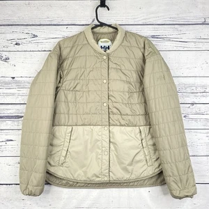 Helly Hansen Aomori Quilted Jacket Womens M Windbreaker Beige Lightweight - Picture 1 of 13