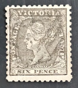 1861 Victoria Australia 6d Black Woodblock Stamp P12 WMK SIX PENCE Used £90.00 - Picture 1 of 2