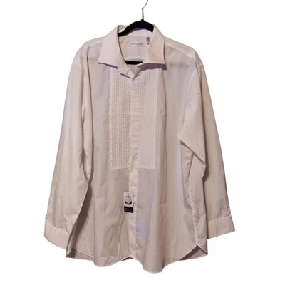 Van Heusen 白色 Tux 衬衫男式 17 码 17.5 34/35 XL 打褶前 Oeko Tex — 第 1/4 张图片