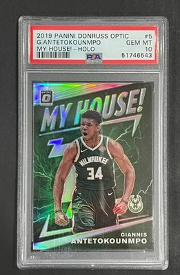 2019 Panini Donruss Optic My House! Holo Giannis Antetokounmpo #5 PSA 10 *阅读* — 第 1/3 张图片