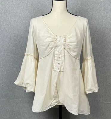 Vtg Studio M Womens Y2K Silk Babydoll Top Sheer Romantic Fairy Royalcore Sz XL - Image 1 of 4