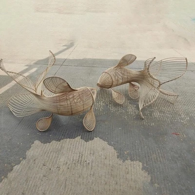 Lámpara de ratán peces colgante luz única pez araña lámpara arte decoración Foto 1 de 4