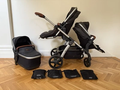 Silver Cross Double Pram With Bassinet And Accessories - Image 1 of 4