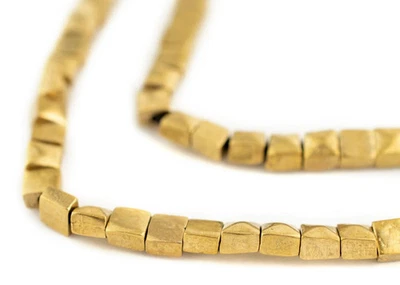 Cuentas cuadradas planas facetadas doradas 6 mm latón 16 pulgadas hilo Foto 1 de 4