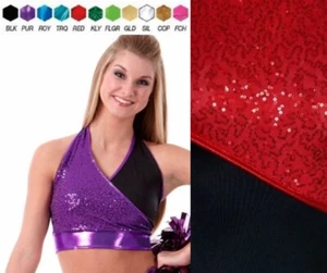 Varsity CROP TOP ONLY Dance Costume RED SEQUIN Team Spirit 1-Child Large - Picture 1 of 9