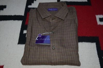 Camisa de Vestir Ralph Lauren Etiqueta Púrpura Hecha en Italia 100% Lino Foto 1 de 4