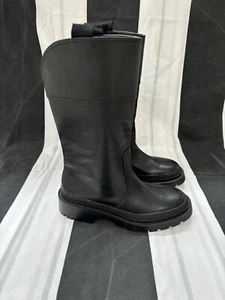 BNWT Zara Black Faux Leather Boots With Rubberised Sole. Uk 6/39 RRP 60£ - Picture 1 of 11
