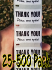 "Thank You Come Again" stickers 25-500 Pcs paper sticker decal label bulk 
