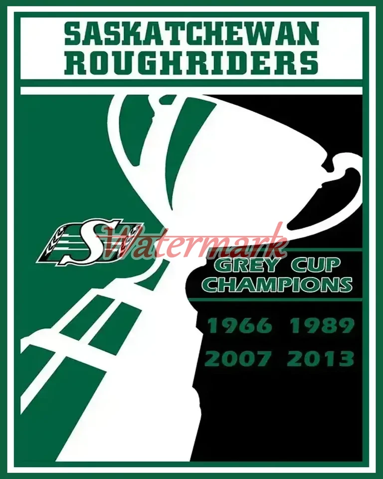 CFL Saskatchewan Roughriders Team Banner Style Grey Cup Champion 8 X 10 Photo - Image 1 of 1