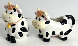 Cow Themed Ceramic Sugar & Creamer Set Black and White Houston Harvest Gifts - Picture 1 of 13