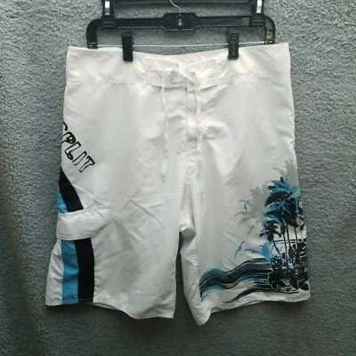 B. Split Men's L White Floral Board Shorts 100% Polyester 34" 11.5" 12.5" - Image 1 of 4
