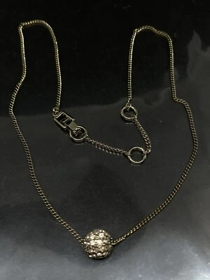 "Collar de cadena colgante bola discoteca cristales transparentes tono dorado firmado por Givenchy 16-18""" Foto 1 de 4