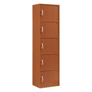 Hodedah 5 Shelf Home and Office Enclosed Organization Storage Cabinet, Cherry - Picture 1 of 5