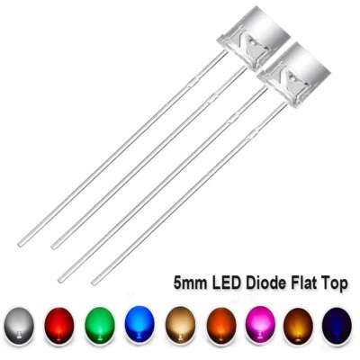 100 Stück 5 mm LED Diode Flat Top weiß rot grün blau UV DIY emittierende Glühbirne - Bild 1 von 4