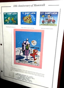 10° ANV DEL MOONWALK DISNEY SPACE SET di 10 FRANCOBOLLI ~ 1980 MNH St LUCIA - Foto 1 di 14