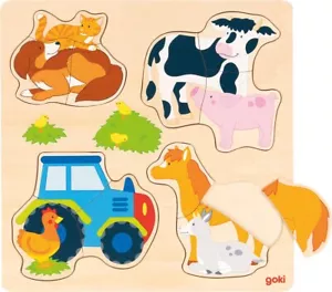 Einlegepuzzle BAUERNHOF Bauernhoftiere 12 Teile ab 2 Jahre Holzpuzzle Tierpuzzle - Bild 1 von 1