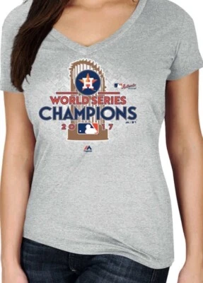 Houston Astros 2017 Serie Mundial Campeones Mujeres Majestic 2XL Camisa Gris NUEVA 🔥 Foto 1 de 4