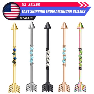 1x Barra Industrial Flecha Andamio Cartílago Pendientes Piercing Corporal 14G Foto 1 de 4