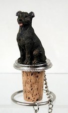 Staffordshire Bull Terrier Dog Hand Painted Resin Figurine Wine Bottle Stopper