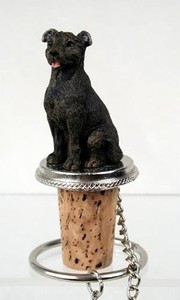 Staffordshire Bull Terrier Dog Hand Painted Resin Figurine Wine Bottle Stopper