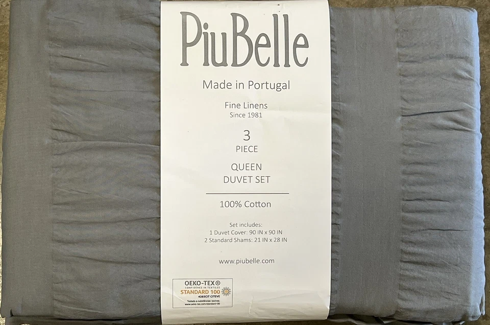 JUEGO DE EDREDÓN PIUBELLE SHABBY GRIS ACANALADO RAYAS COMPLETO/QUEEN 3 PIEZAS PIU BELLE Foto 1 de 1