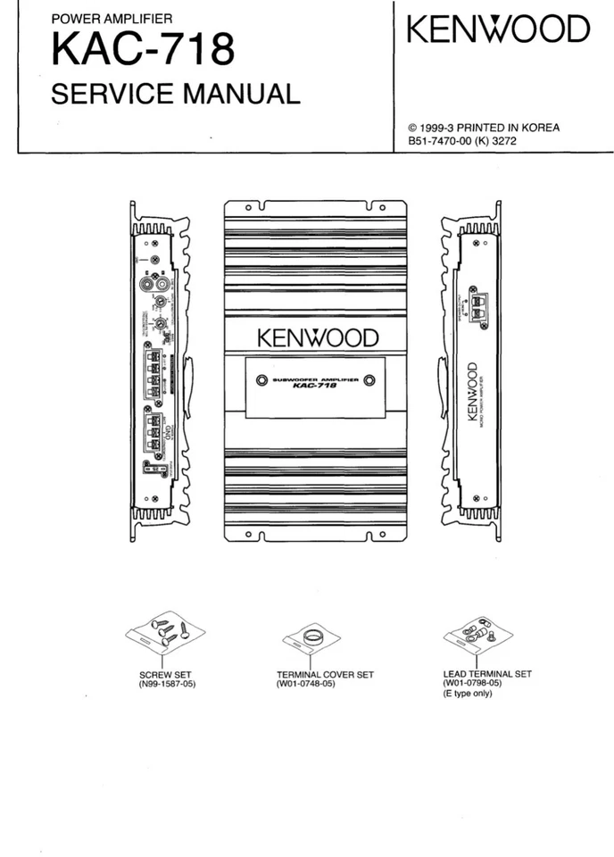 Servizio Manuale di Istruzioni per Kenwood KAC-718 - Immagine 1 di 1