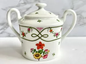 Vintage Guirlandes Ceralene Sugar Bowl w/ Lid, Limoges Au Ruban Sunflower Floral - Picture 1 of 6