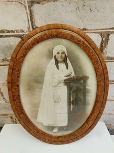 really old picture French girl RELIGIOUS portrait ww1 era antique