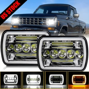 For Ford Ranger 1983-1988 7X6" LED Headlights Hi/Lo DRL Turn Signal Angel Eyes - Picture 1 of 10