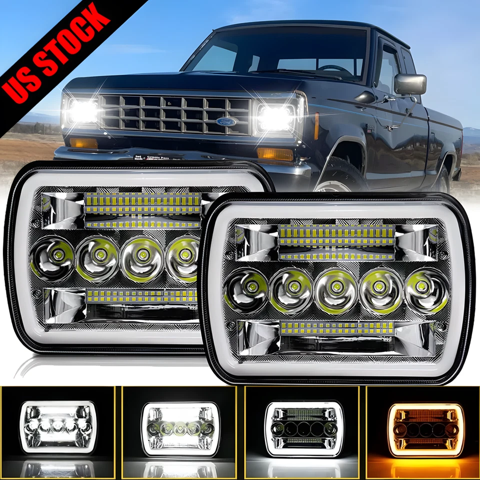 Faros LED de 7X6" para Ford Ranger 1983-1988 señal de giro DRL ojos de ángel Foto 1 de 4