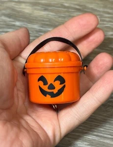 Doll Size Trick Or Treat Bucket, Orange Pumpkin - Picture 1 of 7