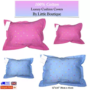 2 x 100% Cotton Luxury Cushion Covers by Little Boutique in Pink or Blue - Picture 1 of 4