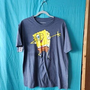 Spongebob Schwammkopf Dancing Superstar Herren Blau T-Shirt Grafik Tee Gr. L Neu mit Etikett! - Bild 1 von 2