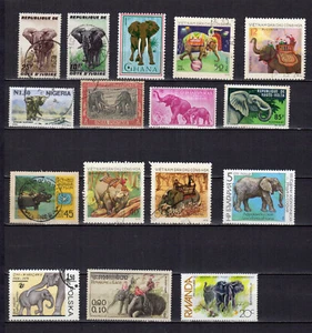les éléphants un lot de 15 timbres /TE5544 - Picture 1 of 1