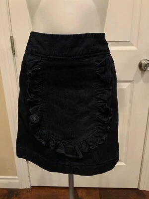 Leifsdottir Anthropologie оборки синий темно стирка джинсовая юбка, размер 30 - Изображение 1 из 4