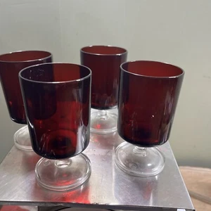 ruby red 4.5 cordial glasses set of 4 Vintage France - Picture 1 of 5