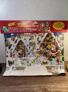 Vintage Cleo Inc Christmas Advent Calendar Santa Moveable 3D Pop Up 16" Denmark - Picture 1 of 4