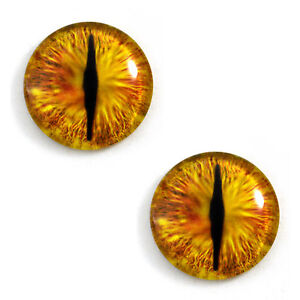 Pair of 30mm Golden Dragon Glass Eyes for Jewelry or Doll Making