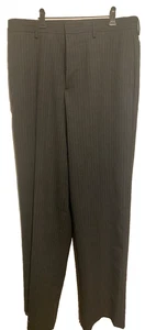 Structure Men Dress Pants 32x34 Gray Stripe Poly Wool Flat Front Straight Ankle - Picture 1 of 8