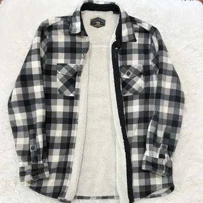 Freedom Foundry Shacket Sherpa Lined Fleece Shirt Jacket Mens Large Gray Plaid - Image 1 of 4