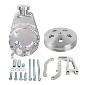For SBC Chevy Saginaw Keyway Power Steering Pump + Bracket + 2 Groove Pulley Kit - Bild 1 von 12