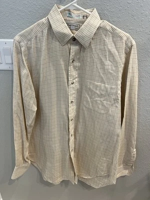 Camisa de vestir Paul Stuart para hombre 16-34 roja azul a cuadros algodón manga larga abotonada Foto 1 de 3