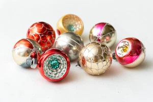 Vintage Glas Ornament Lot Indents Kugeln klein 2 Zoll - Bild 1 von 4